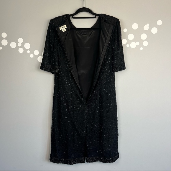 Mark & John By Gopal Vintage Beaded Silk Dress Size L Black - Picture 6 of 9